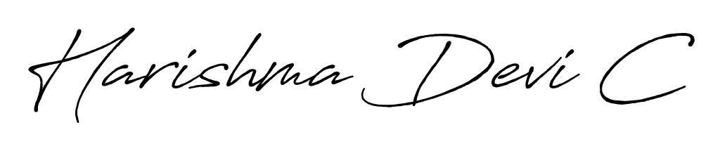 Get inspired by this graceful Antro_Vectra_Bolder signature style for name Harishma Devi C. Smooth loops and balanced proportions for everyday use. Harishma Devi C signature style 7 images and pictures png