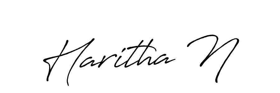 How to make Haritha N name signature. Use Antro_Vectra_Bolder style for creating short signs online. This is the latest handwritten sign. Haritha N signature style 7 images and pictures png