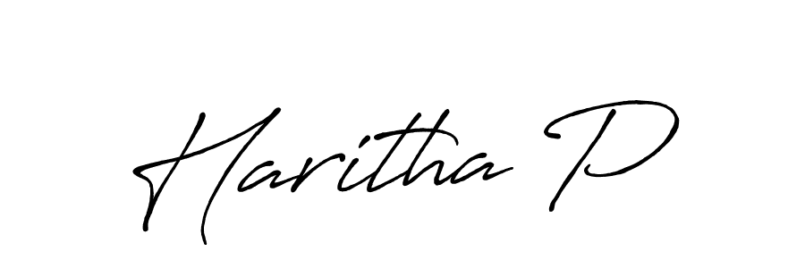 How to make Haritha P name signature. Use Antro_Vectra_Bolder style for creating short signs online. This is the latest handwritten sign. Haritha P signature style 7 images and pictures png