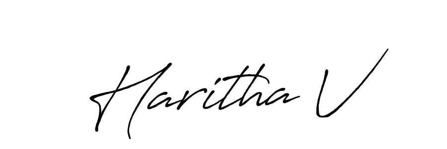 Make a beautiful signature design for name Haritha V. With this signature (Antro_Vectra_Bolder) style, you can create a handwritten signature for free. Haritha V signature style 7 images and pictures png