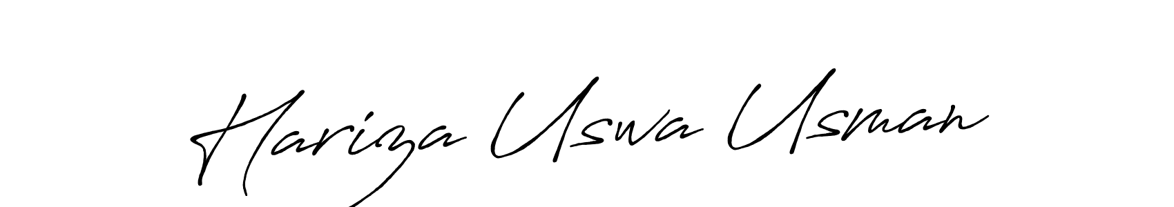 This is the best signature style for the Hariza Uswa Usman name. Also you like these signature font (Antro_Vectra_Bolder). Mix name signature. Hariza Uswa Usman signature style 7 images and pictures png