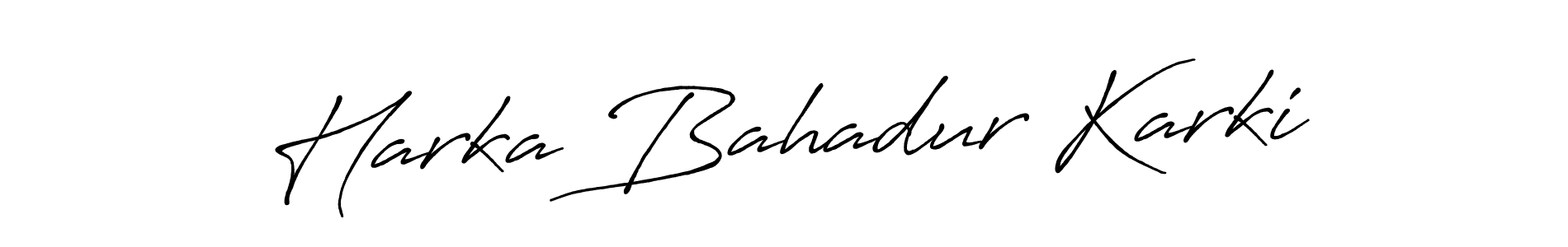 Create a beautiful signature design for name Harka Bahadur Karki. With this signature (Antro_Vectra_Bolder) fonts, you can make a handwritten signature for free. Harka Bahadur Karki signature style 7 images and pictures png