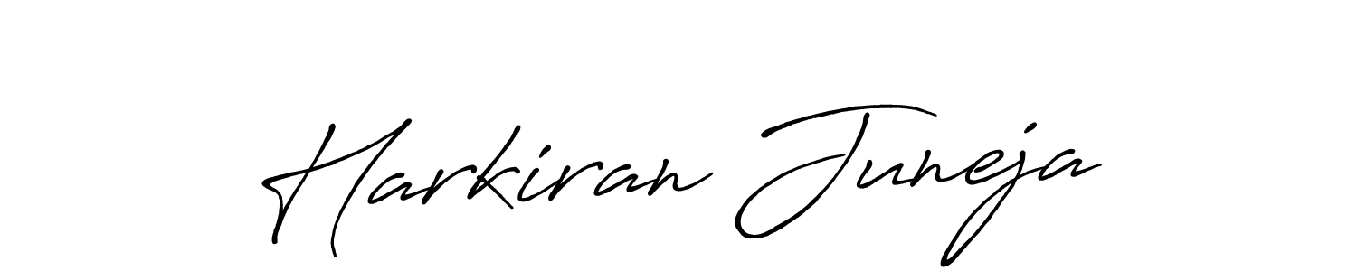 How to make Harkiran Juneja name signature. Use Antro_Vectra_Bolder style for creating short signs online. This is the latest handwritten sign. Harkiran Juneja signature style 7 images and pictures png