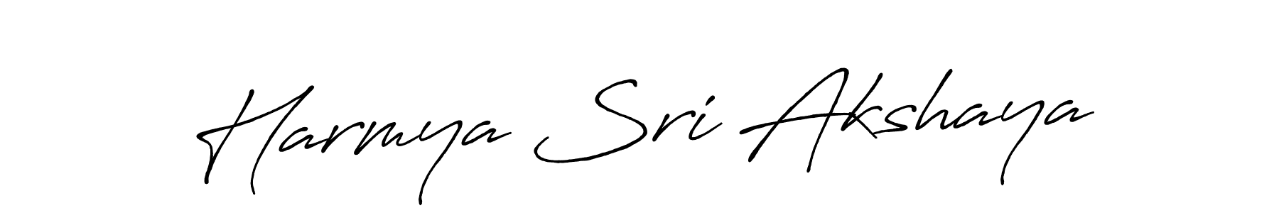 Create a beautiful signature design for name Harmya Sri Akshaya. With this signature (Antro_Vectra_Bolder) fonts, you can make a handwritten signature for free. Harmya Sri Akshaya signature style 7 images and pictures png