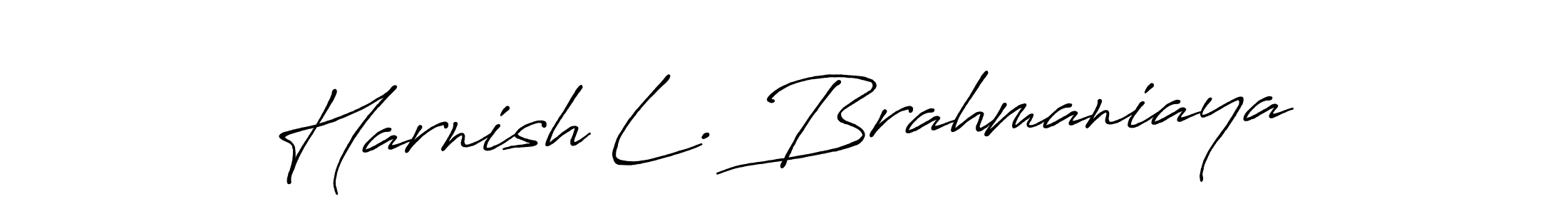 Create a beautiful signature design for name Harnish L. Brahmaniaya. With this signature (Antro_Vectra_Bolder) fonts, you can make a handwritten signature for free. Harnish L. Brahmaniaya signature style 7 images and pictures png