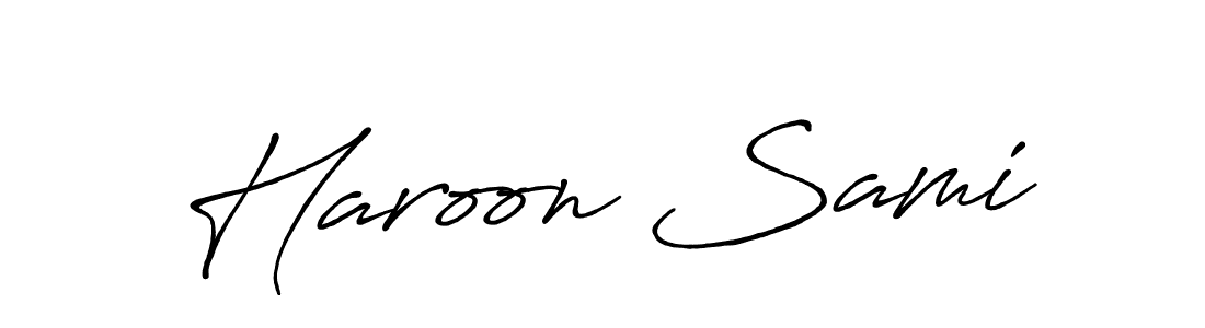 The best way (Antro_Vectra_Bolder) to make a short signature is to pick only two or three words in your name. The name Haroon Sami include a total of six letters. For converting this name. Haroon Sami signature style 7 images and pictures png