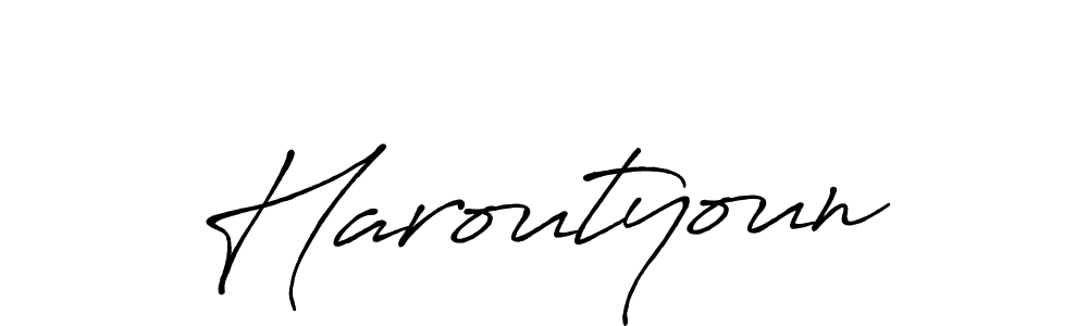 Use a signature maker to create a handwritten signature online. With this signature software, you can design (Antro_Vectra_Bolder) your own signature for name Haroutyoun. Haroutyoun signature style 7 images and pictures png