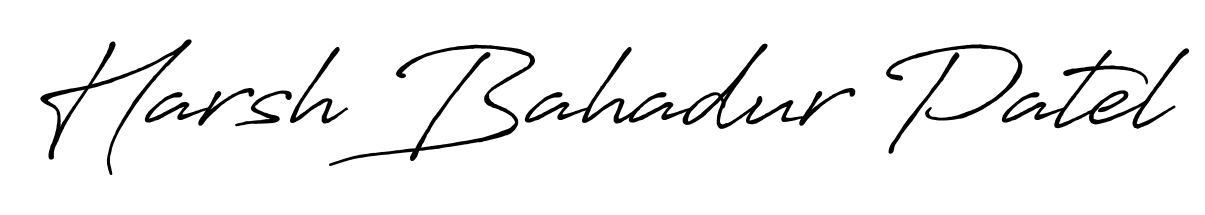 A sleek calligraphic signature for name Harsh Bahadur Patel utilizing Antro_Vectra_Bolder styling. Great for adding personal signatures to photos and art. Harsh Bahadur Patel signature style 7 images and pictures png
