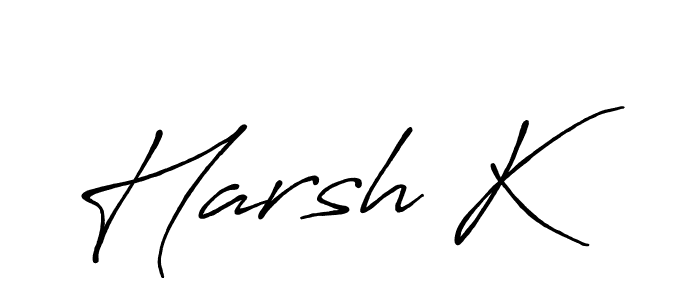 Make a beautiful signature design for name Harsh K. With this signature (Antro_Vectra_Bolder) style, you can create a handwritten signature for free. Harsh K signature style 7 images and pictures png