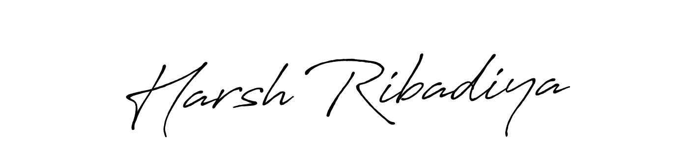 Use a signature maker to create a handwritten signature online. With this signature software, you can design (Antro_Vectra_Bolder) your own signature for name Harsh Ribadiya. Harsh Ribadiya signature style 7 images and pictures png