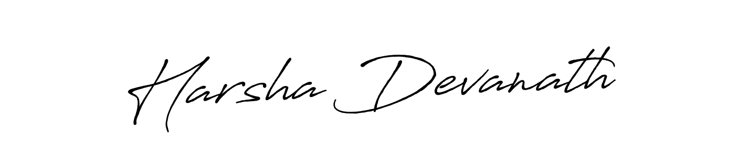 Make a beautiful signature design for name Harsha Devanath. With this signature (Antro_Vectra_Bolder) style, you can create a handwritten signature for free. Harsha Devanath signature style 7 images and pictures png
