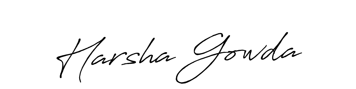 Create a beautiful signature design for name Harsha Gowda. With this signature (Antro_Vectra_Bolder) fonts, you can make a handwritten signature for free. Harsha Gowda signature style 7 images and pictures png