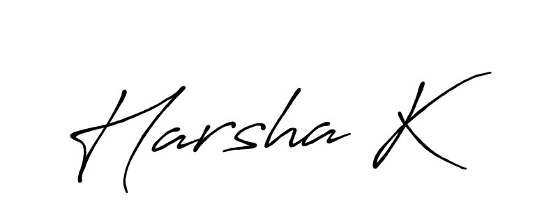 Use a signature maker to create a handwritten signature online. With this signature software, you can design (Antro_Vectra_Bolder) your own signature for name Harsha K. Harsha K signature style 7 images and pictures png