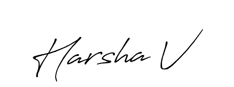 Create a beautiful signature design for name Harsha V. With this signature (Antro_Vectra_Bolder) fonts, you can make a handwritten signature for free. Harsha V signature style 7 images and pictures png