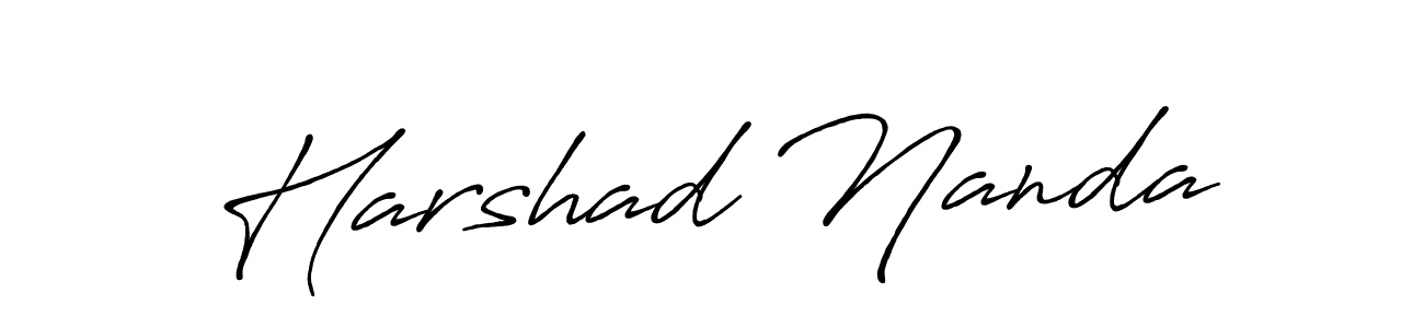 How to make Harshad Nanda name signature. Use Antro_Vectra_Bolder style for creating short signs online. This is the latest handwritten sign. Harshad Nanda signature style 7 images and pictures png