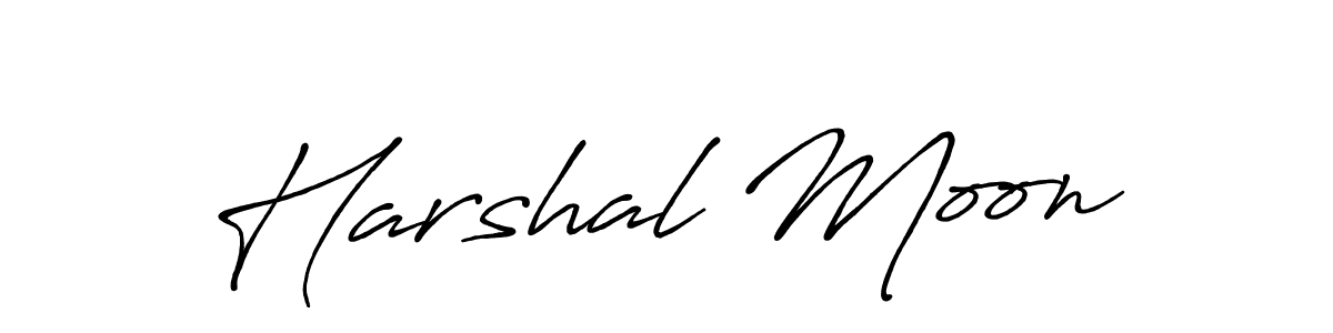 Make a beautiful signature design for name Harshal Moon. With this signature (Antro_Vectra_Bolder) style, you can create a handwritten signature for free. Harshal Moon signature style 7 images and pictures png