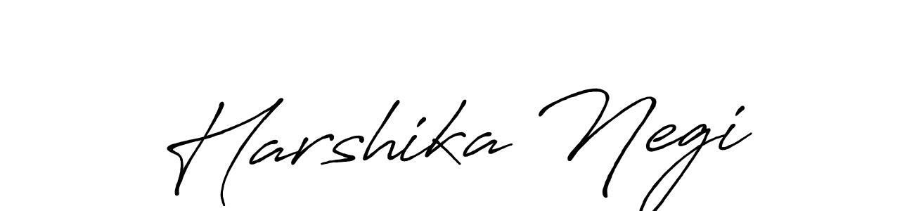 How to make Harshika Negi name signature. Use Antro_Vectra_Bolder style for creating short signs online. This is the latest handwritten sign. Harshika Negi signature style 7 images and pictures png