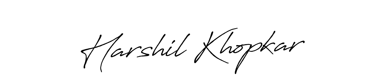 Use a signature maker to create a handwritten signature online. With this signature software, you can design (Antro_Vectra_Bolder) your own signature for name Harshil Khopkar. Harshil Khopkar signature style 7 images and pictures png