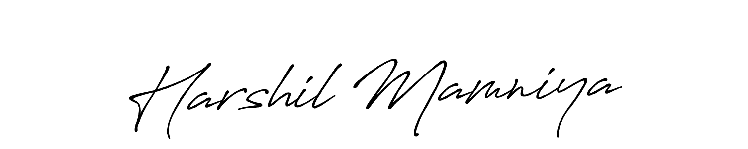 How to make Harshil Mamniya signature? Antro_Vectra_Bolder is a professional autograph style. Create handwritten signature for Harshil Mamniya name. Harshil Mamniya signature style 7 images and pictures png