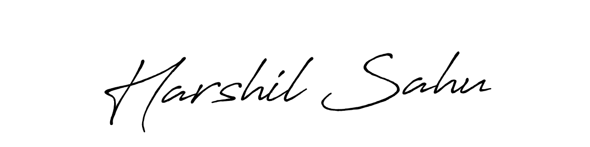 How to make Harshil Sahu name signature. Use Antro_Vectra_Bolder style for creating short signs online. This is the latest handwritten sign. Harshil Sahu signature style 7 images and pictures png