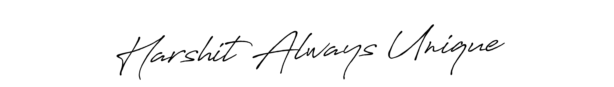The best way (Antro_Vectra_Bolder) to make a short signature is to pick only two or three words in your name. The name Harshit Always Unique include a total of six letters. For converting this name. Harshit Always Unique signature style 7 images and pictures png