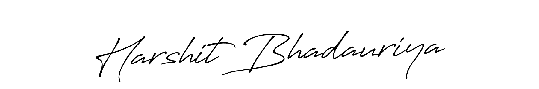 Make a beautiful signature design for name Harshit Bhadauriya. With this signature (Antro_Vectra_Bolder) style, you can create a handwritten signature for free. Harshit Bhadauriya signature style 7 images and pictures png