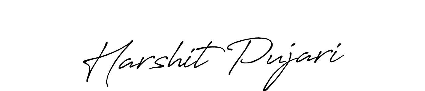 How to make Harshit Pujari name signature. Use Antro_Vectra_Bolder style for creating short signs online. This is the latest handwritten sign. Harshit Pujari signature style 7 images and pictures png