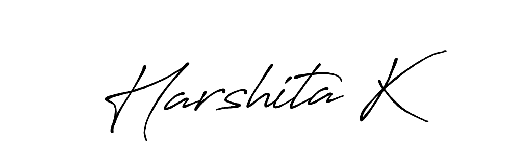 Make a beautiful signature design for name Harshita K. With this signature (Antro_Vectra_Bolder) style, you can create a handwritten signature for free. Harshita K signature style 7 images and pictures png