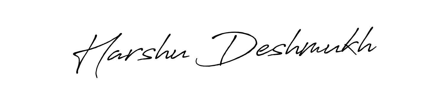 Create a beautiful signature design for name Harshu Deshmukh. With this signature (Antro_Vectra_Bolder) fonts, you can make a handwritten signature for free. Harshu Deshmukh signature style 7 images and pictures png