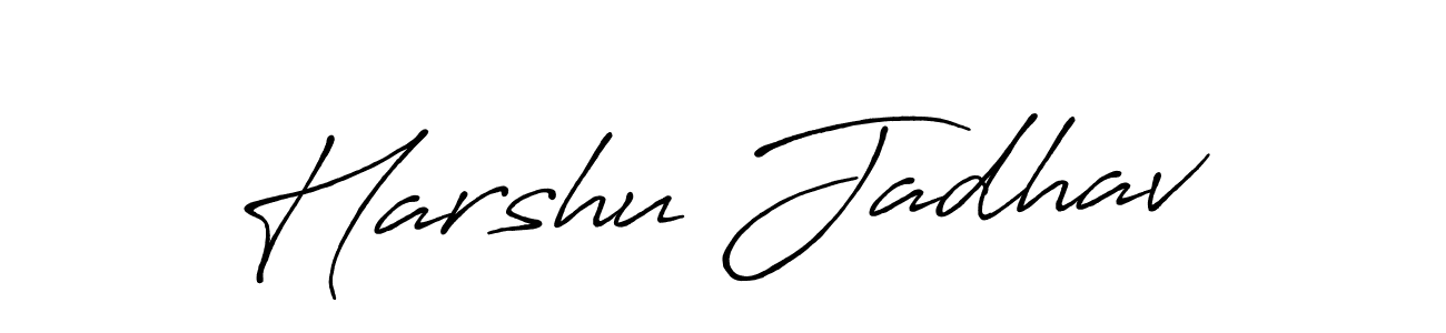 Similarly Antro_Vectra_Bolder is the best handwritten signature design. Signature creator online .You can use it as an online autograph creator for name Harshu Jadhav. Harshu Jadhav signature style 7 images and pictures png