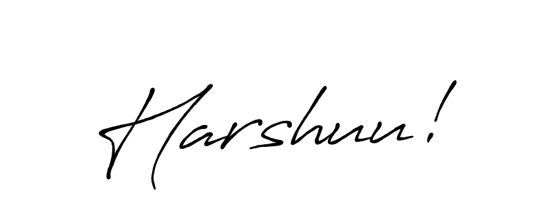 Use a signature maker to create a handwritten signature online. With this signature software, you can design (Antro_Vectra_Bolder) your own signature for name Harshuu!. Harshuu! signature style 7 images and pictures png