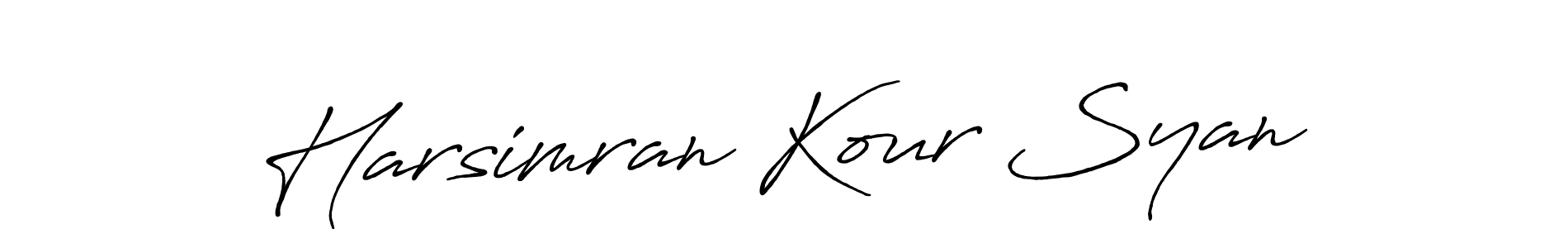 Make a beautiful signature design for name Harsimran Kour Syan. With this signature (Antro_Vectra_Bolder) style, you can create a handwritten signature for free. Harsimran Kour Syan signature style 7 images and pictures png