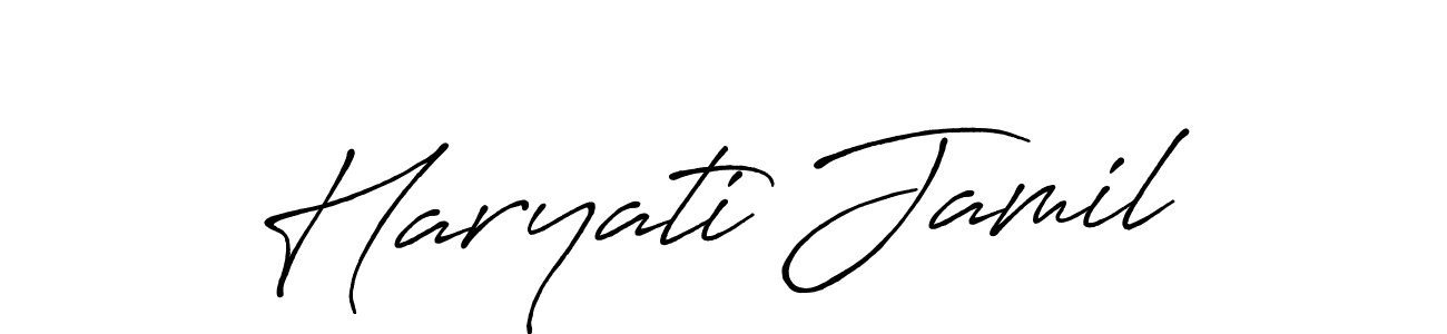 You should practise on your own different ways (Antro_Vectra_Bolder) to write your name (Haryati Jamil) in signature. don't let someone else do it for you. Haryati Jamil signature style 7 images and pictures png