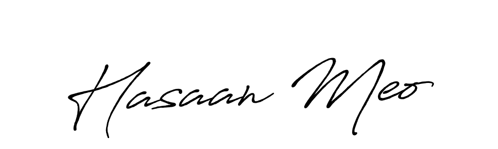 You can use this online signature creator to create a handwritten signature for the name Hasaan Meo. This is the best online autograph maker. Hasaan Meo signature style 7 images and pictures png