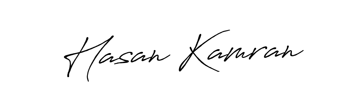 Make a beautiful signature design for name Hasan Kamran. With this signature (Antro_Vectra_Bolder) style, you can create a handwritten signature for free. Hasan Kamran signature style 7 images and pictures png