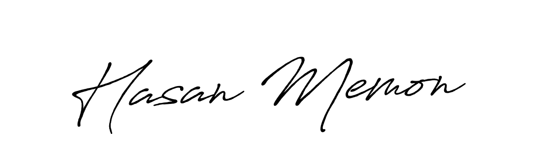 Design your own signature with our free online signature maker. With this signature software, you can create a handwritten (Antro_Vectra_Bolder) signature for name Hasan Memon. Hasan Memon signature style 7 images and pictures png
