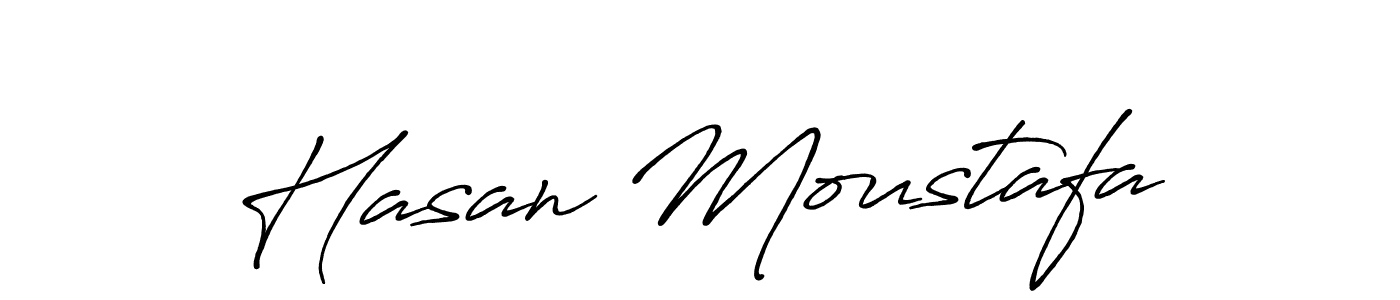 Make a beautiful signature design for name Hasan Moustafa. With this signature (Antro_Vectra_Bolder) style, you can create a handwritten signature for free. Hasan Moustafa signature style 7 images and pictures png