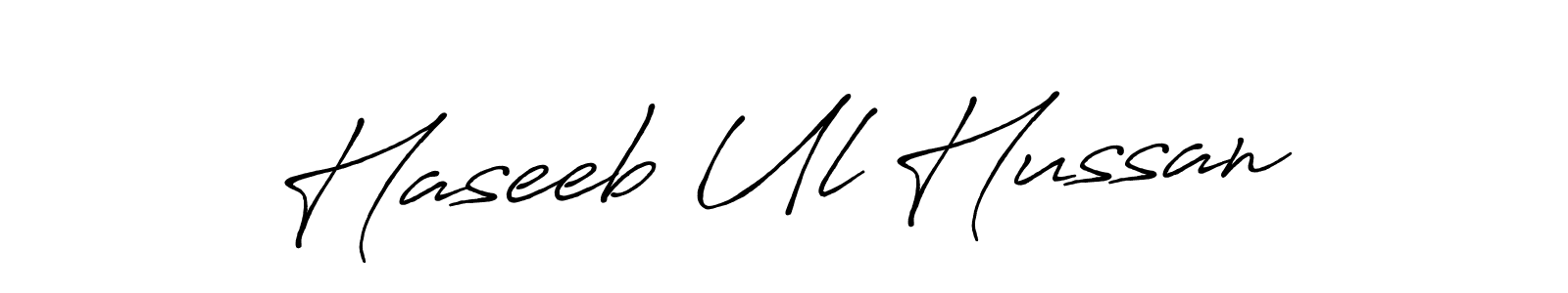 Make a beautiful signature design for name Haseeb Ul Hussan. With this signature (Antro_Vectra_Bolder) style, you can create a handwritten signature for free. Haseeb Ul Hussan signature style 7 images and pictures png