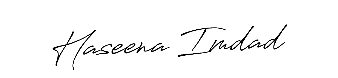 Make a beautiful signature design for name Haseena Imdad. With this signature (Antro_Vectra_Bolder) style, you can create a handwritten signature for free. Haseena Imdad signature style 7 images and pictures png