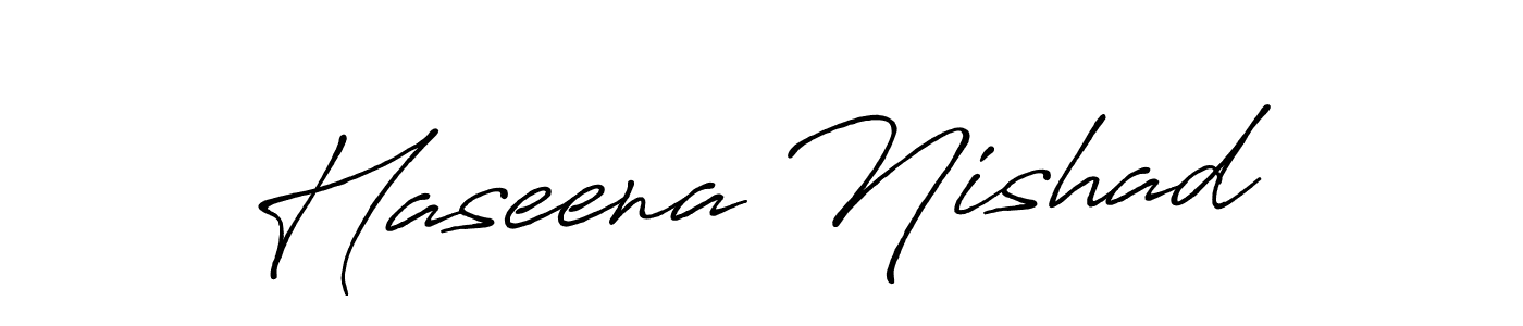 Make a beautiful signature design for name Haseena Nishad. With this signature (Antro_Vectra_Bolder) style, you can create a handwritten signature for free. Haseena Nishad signature style 7 images and pictures png