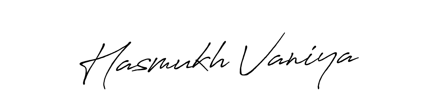 Create a beautiful signature design for name Hasmukh Vaniya. With this signature (Antro_Vectra_Bolder) fonts, you can make a handwritten signature for free. Hasmukh Vaniya signature style 7 images and pictures png