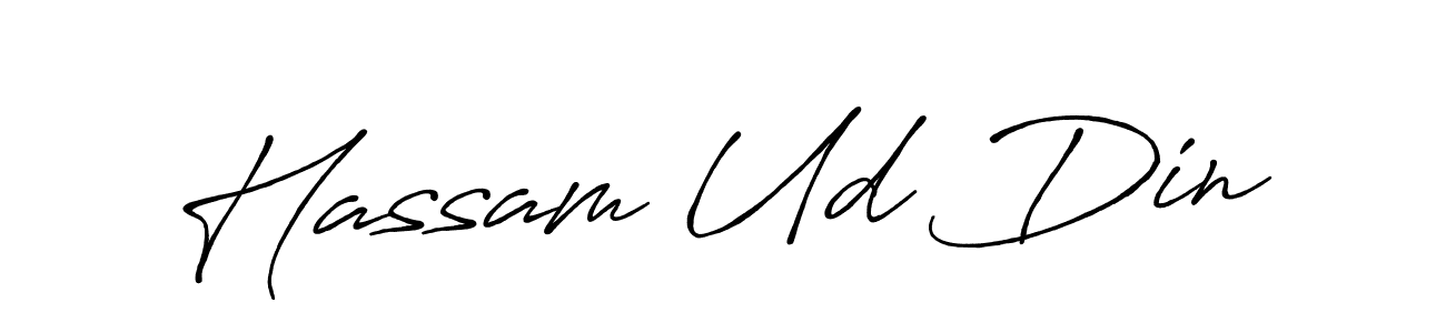 How to make Hassam Ud Din name signature. Use Antro_Vectra_Bolder style for creating short signs online. This is the latest handwritten sign. Hassam Ud Din signature style 7 images and pictures png