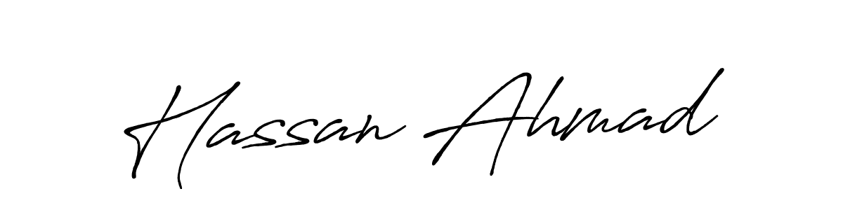 How to make Hassan Ahmad name signature. Use Antro_Vectra_Bolder style for creating short signs online. This is the latest handwritten sign. Hassan Ahmad signature style 7 images and pictures png