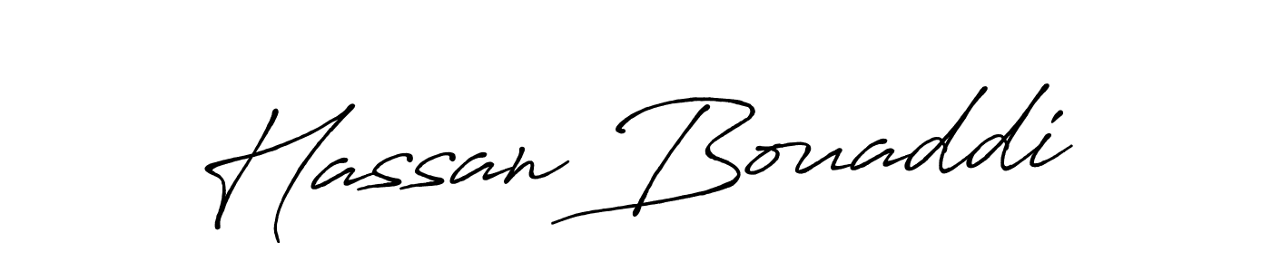 How to make Hassan Bouaddi name signature. Use Antro_Vectra_Bolder style for creating short signs online. This is the latest handwritten sign. Hassan Bouaddi signature style 7 images and pictures png