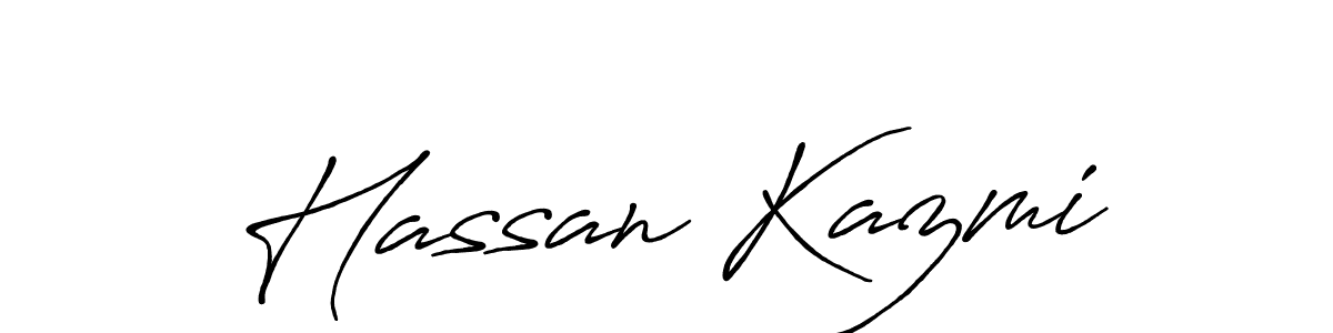 How to make Hassan Kazmi name signature. Use Antro_Vectra_Bolder style for creating short signs online. This is the latest handwritten sign. Hassan Kazmi signature style 7 images and pictures png