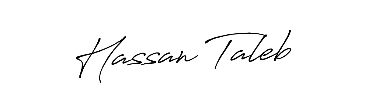 How to make Hassan Taleb name signature. Use Antro_Vectra_Bolder style for creating short signs online. This is the latest handwritten sign. Hassan Taleb signature style 7 images and pictures png