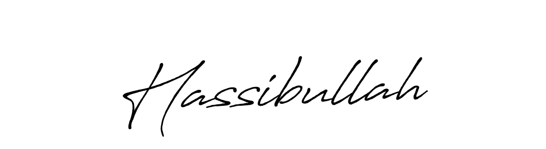 Use a signature maker to create a handwritten signature online. With this signature software, you can design (Antro_Vectra_Bolder) your own signature for name Hassibullah. Hassibullah signature style 7 images and pictures png