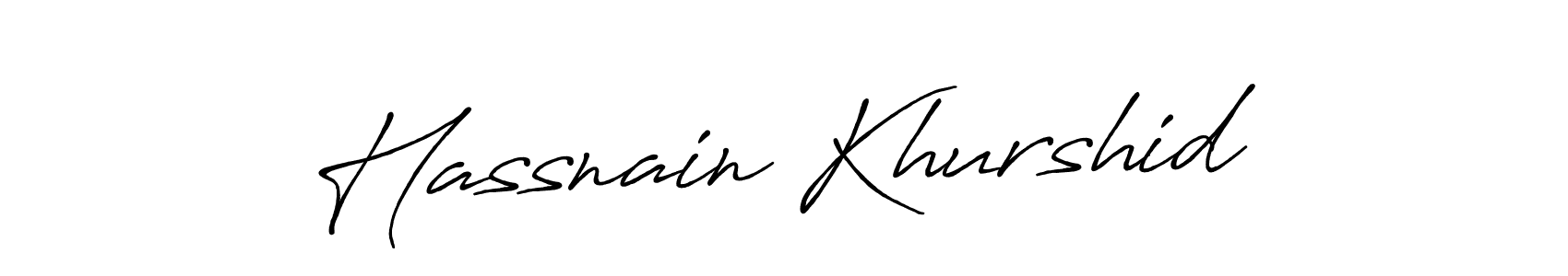 How to make Hassnain Khurshid name signature. Use Antro_Vectra_Bolder style for creating short signs online. This is the latest handwritten sign. Hassnain Khurshid signature style 7 images and pictures png