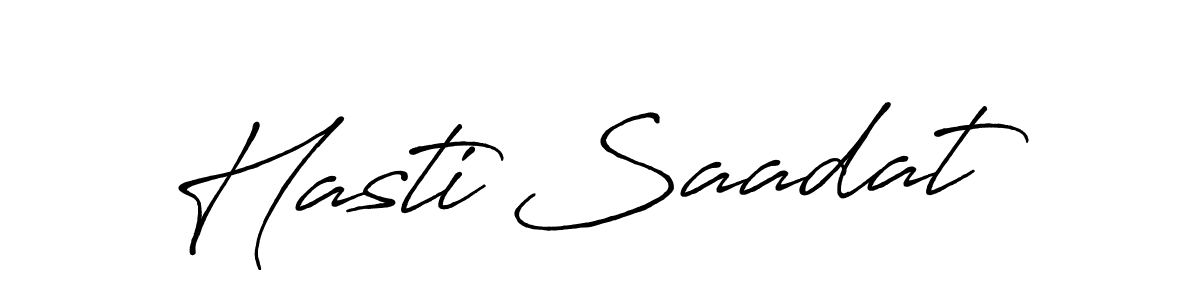 How to make Hasti Saadat name signature. Use Antro_Vectra_Bolder style for creating short signs online. This is the latest handwritten sign. Hasti Saadat signature style 7 images and pictures png