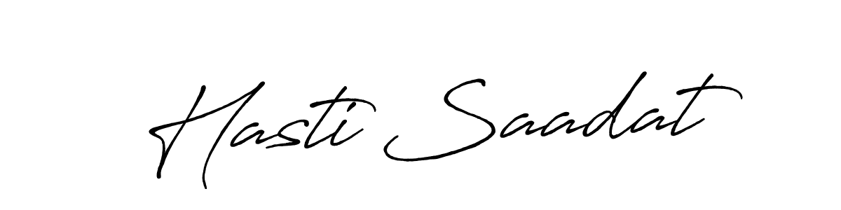 How to make Hasti Saadat name signature. Use Antro_Vectra_Bolder style for creating short signs online. This is the latest handwritten sign. Hasti Saadat signature style 7 images and pictures png